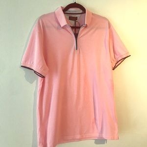 *NWT* Pink Polo Shirt with Black Zipper